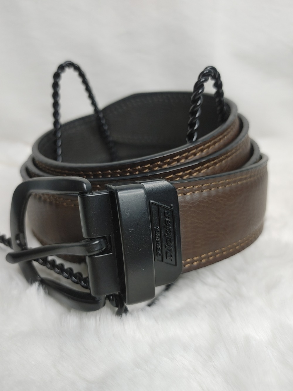 Dockers Brown/Black Synthetic Leather Belt with Black Buckle 48"